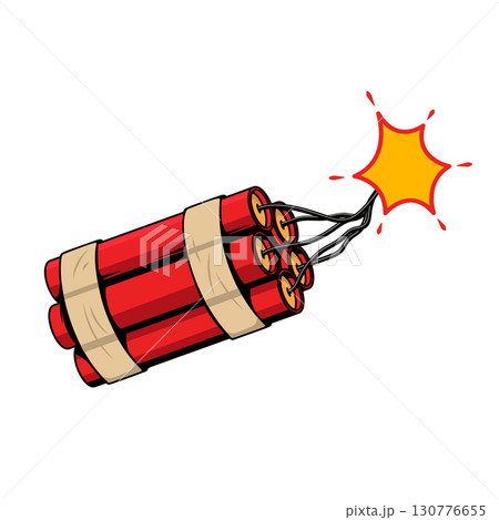 Dynamite bomb. Dynamite stick. Retro pop art style. Cartoon comic vector illustration Dynamite bomb. Dynamite stick. Retro pop art style. Cartoon comic vector illustration 130776655
