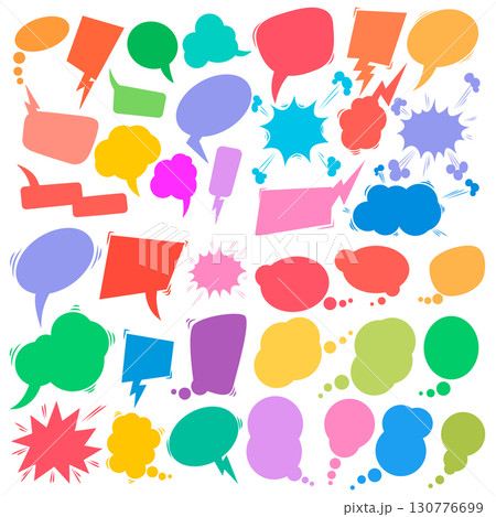 Big set of comic style speech bubbles. Vector design element 130776699