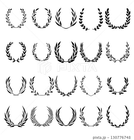 Set of hand drawn floral wreathes. Design element for decoration. Vector illustration Set of hand drawn floral wreathes. Design element for decoration. Vector illustration 130776748