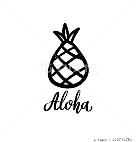 Aloha. Lettering phrase isolated on white background. Vector illustration Aloha. Lettering phrase isolated on white background. Vector illustration 130776760