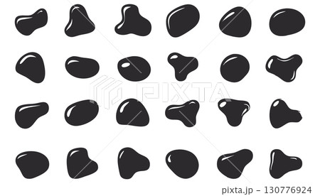 A large set of abstract black liquid shapes and...のイラスト素材 [130776924 ...