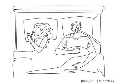Single continuous line drawing a man sleeping...のイラスト素材 [130777033] - PIXTA