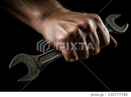Worker's hand holding a wrench a powerful concept of manual labor and industry Worker's hand holding a wrench a powerful concept of manual labor and industry 130777396