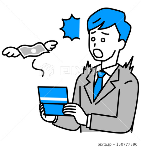 預金残高が減ってショックを受けるスーツの男性 130777590