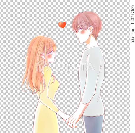 Men and women facing each other, love, holding hands 130777675