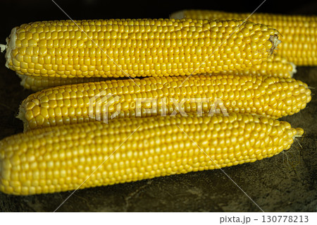 Close up macro shots of golden colored corn Close up macro shots of golden colored corn 130778213