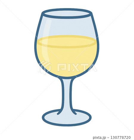 ポップでかわいいグラスワイン白のフラットイラスト素材 130778720