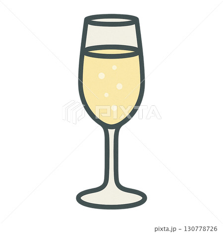 ポップでかわいいグラスシャンパンのフラットイラスト素材 130778726