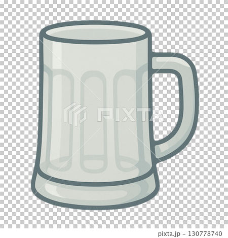 ポップでかわいい空のビールジョッキのフラットイラスト素材 130778740