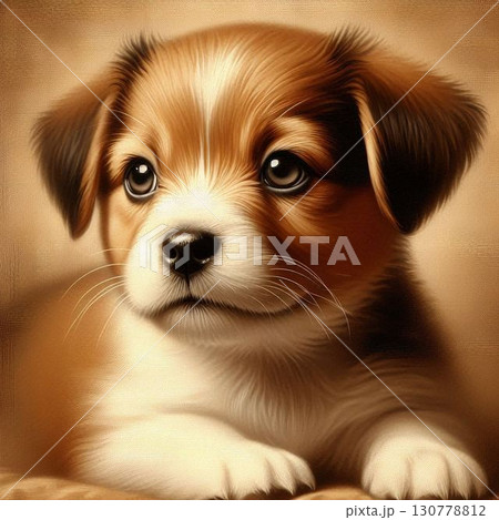 子犬、名画風 130778812