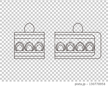 Set of strawberry shortcake line drawing icon illustrations Set of strawberry shortcake line drawing icon illustrations 130778958