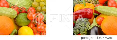 Healthy Fruits and Vegetables with Copy Space 130779861