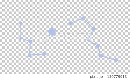 北極星と北斗七星とカシオペヤ座の位置をデフォルメしたイラスト 130779918