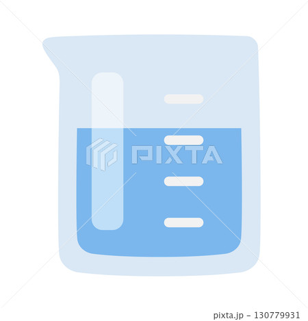 かわいいビーカーに液体が入っているイラスト 130779931