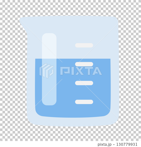 かわいいビーカーに液体が入っているイラスト 130779931