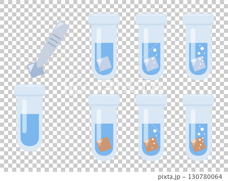 試験管に金属片を入れたイラスト素材セット 130780064