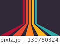 Perspective retro lines background. Colourful stripes on dark background vector 130780324