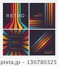 Set of retro social media post and web banner template. Square colourful lines background vector design. 130780325
