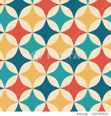 Colorful retro halftone shapes seamless pattern background 130780352