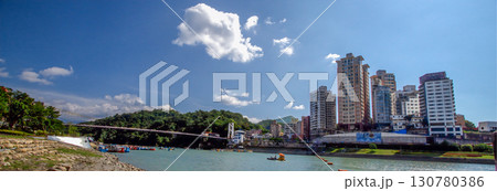 Scenic Bitan Lake View Near Zhonghe in Taipei Taiwan Summer. Scenic Bitan Lake View Near Zhonghe in Taipei Taiwan Summer. 130780386