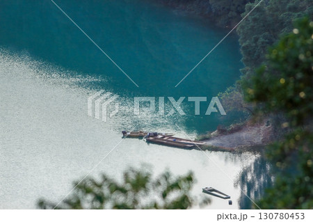 Tranquil Boats at Tan Yao Emerald Reservoir New Taipei city. 130780453