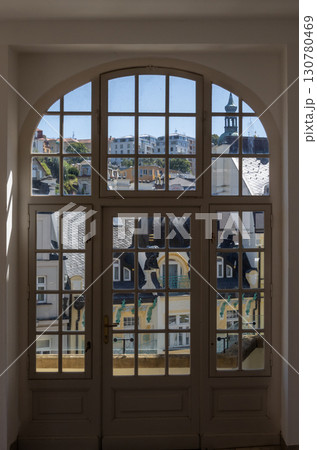 Large window and Karlovy Vary, Czech republic 130780469
