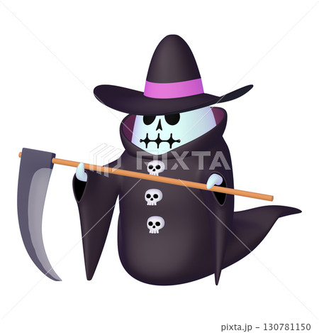 ハロウィンのイラスト素材　大鎌を持った死神（1_2） 130781150