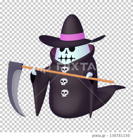 ハロウィンのイラスト素材　大鎌を持った死神（1_2） 130781150