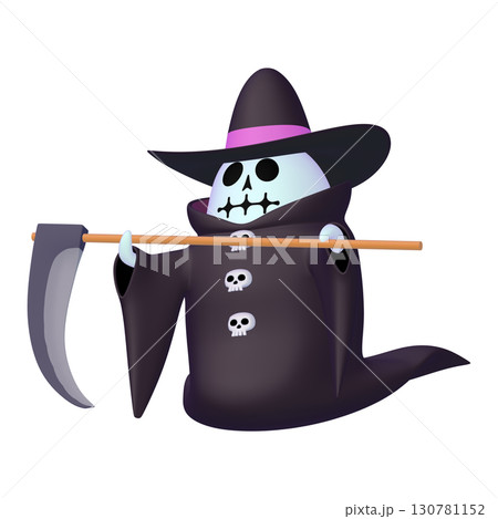 ハロウィンのイラスト素材　大鎌を持った死神（1_4） 130781152