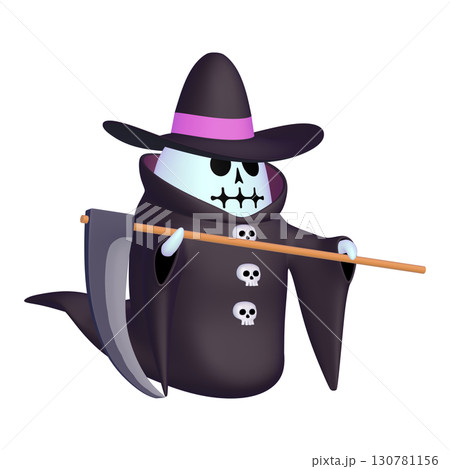 ハロウィンのイラスト素材　大鎌を持った死神（1_8） 130781156