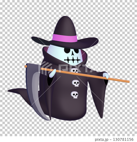 ハロウィンのイラスト素材　大鎌を持った死神（1_8） 130781156
