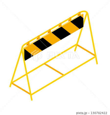 工事用バリケード（黄黒ストライプ）アイソメトリックイラスト 130782422