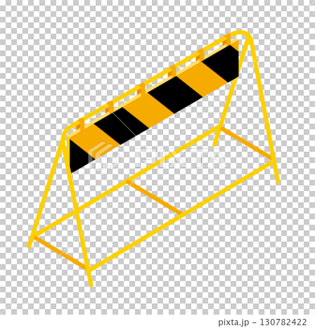 工事用バリケード（黄黒ストライプ）アイソメトリックイラスト 130782422