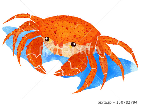 高級毛ガニの切り絵貼り絵イラスト背景有り 130782794