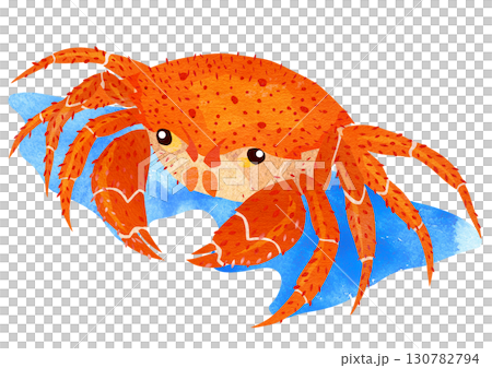 高級毛ガニの切り絵貼り絵イラスト背景有り 130782794