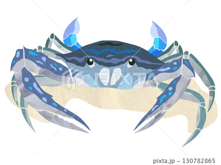 冬に美味しいワタリガニの切り絵貼り絵イラスト背景有り 冬に美味しいワタリガニの切り絵貼り絵イラスト背景有り 130782865