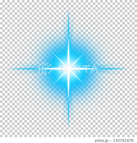 Blue glowing star light effect on transparent background 130782876