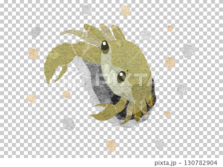 可愛的海灘蟹紙剪紙插圖 130782904
