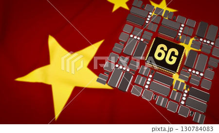 The 6G Technology on IC PCB board for Technology concept 3d Rendering. 130784083