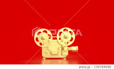 The Gold camera for cinema or entertainment concept 3d Rendering 130784090