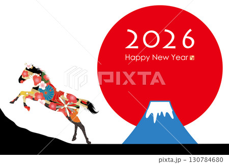 2026年午年年賀状 2026年午年年賀状 130784680