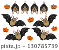 コウモリとかぼちゃのセット、ハロウィーン 130785739