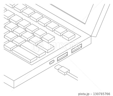 パソコンのUSB　タイプCポート（白黒） 130785766