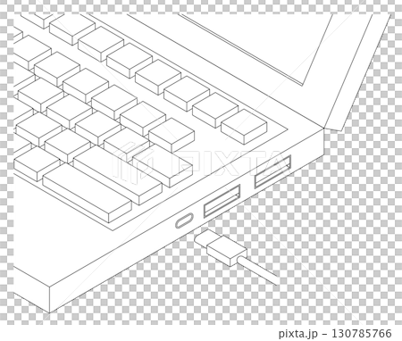 パソコンのUSB　タイプCポート（白黒） 130785766