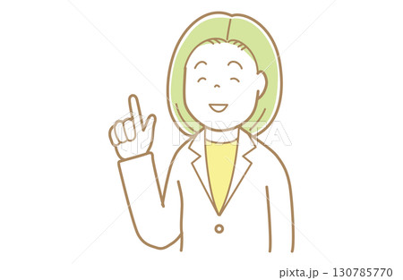 指差す緑髪で白衣の女性のイラスト 130785770