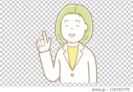 指差す緑髪で白衣の女性のイラスト 130785770