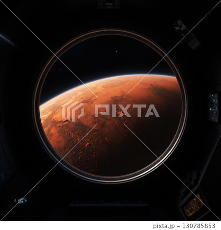 宇宙船から見た火星の風景のイメージ　AI生成画像 130785853