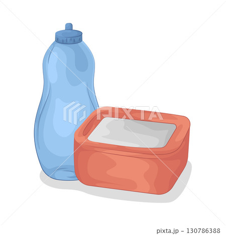 Illustration of Food container and water bottle Illustration of Food container and water bottle 130786388