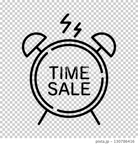 時間銷售時鐘圖示線描素材 130786416