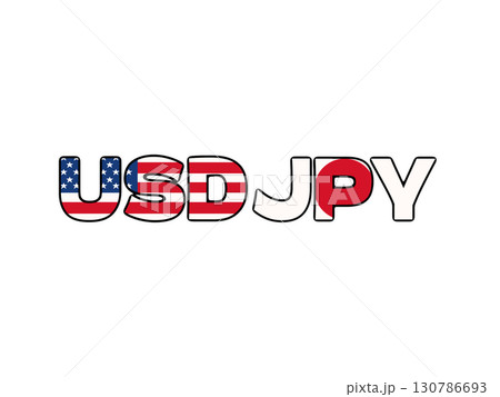 ドル円のシンプルな国旗模様の通貨ペアイラスト 130786693